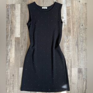 TF Cali Vintage 90s Black Embellished Rhinestone Knitted Retro Wool Mini Dress